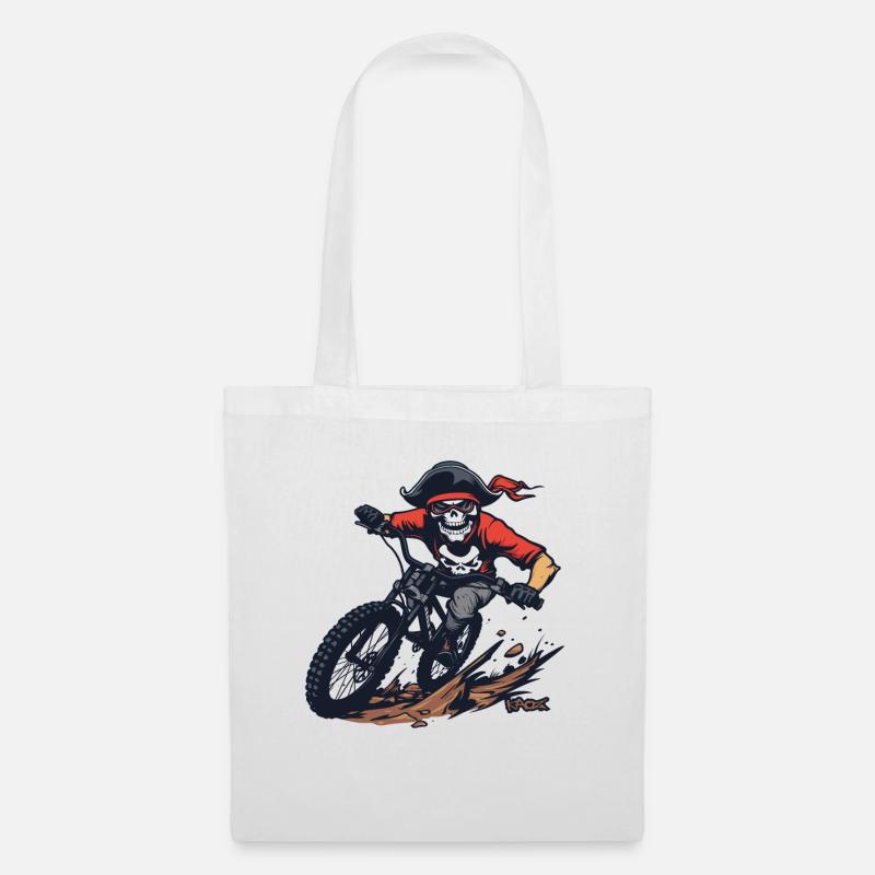 Teschio Scheletro Pirata Mountain Bike - Borsa di stoffa - bianco