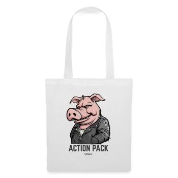 Cochon de héros plein d’action cool et dur - Sac en tissu - blanc - Devant