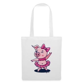La ballerine cochon cochon mignon - Sac en tissu - blanc - Devant