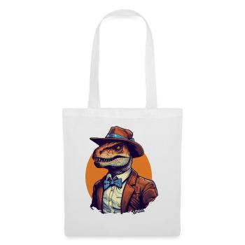 Dinosaur Raptor in Suit and Bow Tie - Tote Bag - white - Front