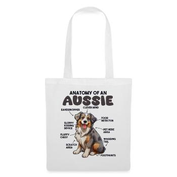 Hunde Erklärung Anatomy eines Australian Shepherd - Stoffbeutel - Weiß - Vorne