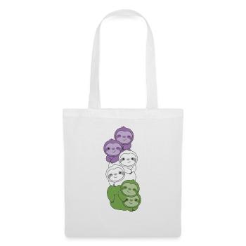 Genderqueer Drapeau Fierté LGBTQ Mignon Paresseux - Sac en tissu - blanc - Devant