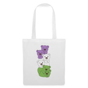 Genderqueer Drapeau Fierté LGBTQ Ours mignon - Sac en tissu - blanc - Devant