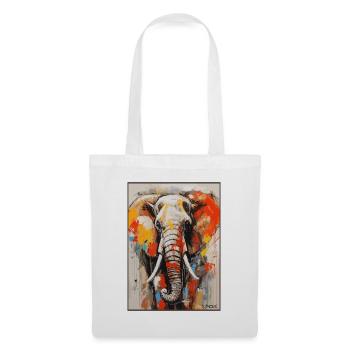 ein bunter Elephant - Stoffbeutel - Weiß - Vorne