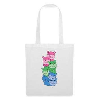 Polysexuel Drapeau Fierté LGBTQ Hippopotame mignon - Sac en tissu - blanc - Devant