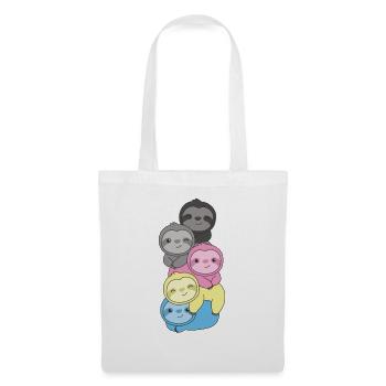 Polygenre Drapeau Fierté LGBTQ Mignon Paresseux - Sac en tissu - blanc - Devant