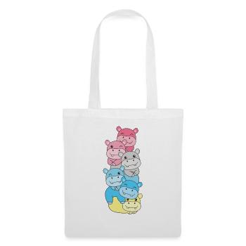 Genderflux Drapeau Pride LGBTQ Hippopotame mignon - Sac en tissu - blanc - Devant