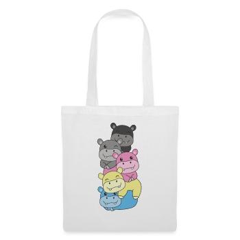 Polygenre Drapeau Fierté LGBTQ Hippopotame mignon - Sac en tissu - blanc - Devant