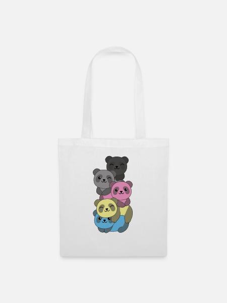 polygender Flag Pride LGBTQ süße Panda - Stoffbeutel - Weiß