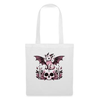 Kawaii Pastel Goth Cute Creepy Ziege Fledermaus - Stoffbeutel - Weiß - Vorne