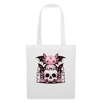 Kawaii Pastel Goth Cute Creepy Axolotl Fledermaus - Stoffbeutel - Weiß - Vorne