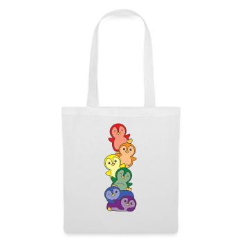 Drapeau arc-en-ciel Gay Pride LGBTQ Pingouin mignon pingouin - Sac en tissu - blanc - Devant