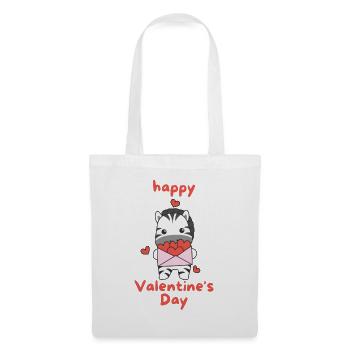 Zebra zum Valentinstag süße Tiere mit Herzen - Stoffbeutel - Weiß - Vorne