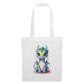 Niedlicher Aquarell-Drache - Entzückende Fantasy-Kunst - Stoffbeutel - Weiß - Vorne