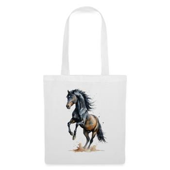 Majestueux étalon noir aquarelle - Sac en tissu - blanc - Devant