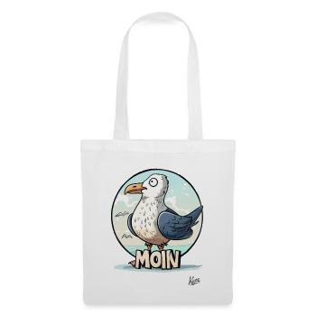 Funny seagull says "Moin" - Tote Bag - white - Front