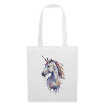 Magisches Einhorn-Porträt - Aquarell - Stoffbeutel - Weiß - Vorne