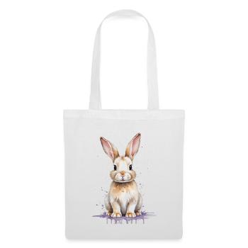 Aquarelle de lapin - Un bon moment de saut - Sac en tissu - blanc - Devant