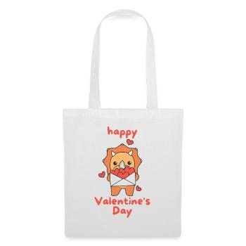 Triceratops pour la Saint-Valentin animaux mignons avec des cœurs - Sac en tissu - blanc - Devant