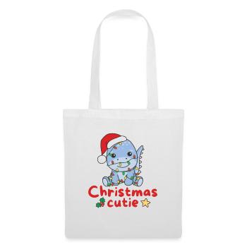 Dino Weihnachten Dinos Christmas Cutie - Stoffbeutel - Weiß - Vorne