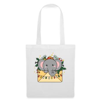 Elefant Weihnachten Brief Winter Tiere Elefanten - Stoffbeutel - Weiß - Vorne