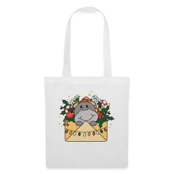 Hippo Christmas Letter Winter Animals Hippos - Tote Bag - white - Front
