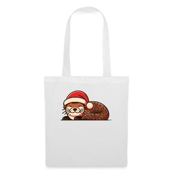 Chapeau de Noël Loutre de Noël - Sac en tissu - blanc - Devant