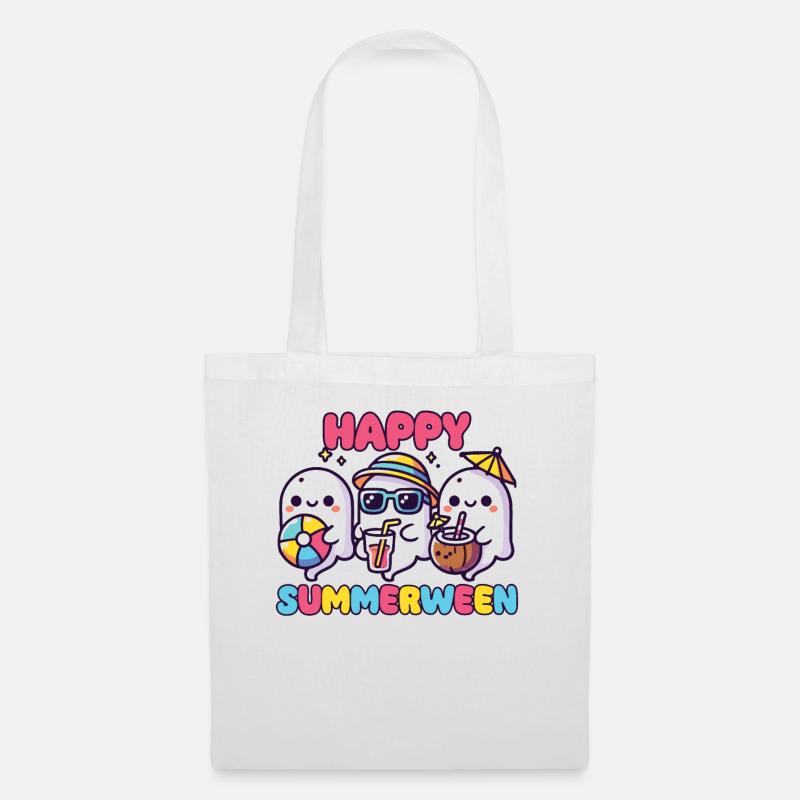 Happy Summerween Sommer Halloween Geist - Stoffbeutel - Weiß