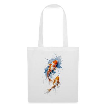 Harmonisches Koi Duo - Aquarell Aquatisch - Stoffbeutel - Weiß - Vorne