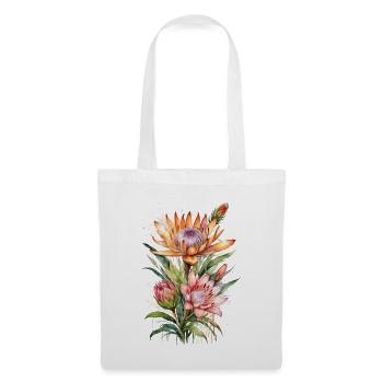 Botanische Eleganz Protea Blüten in Aquarell - Stoffbeutel - Weiß - Vorne