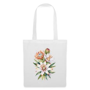 Asiatische Lilien und Protea-Blüten Aquarellkunst - Stoffbeutel - Weiß - Vorne