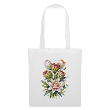 Exquisite botanische Aquarell-Protea-Blüten - Stoffbeutel - Weiß - Vorne