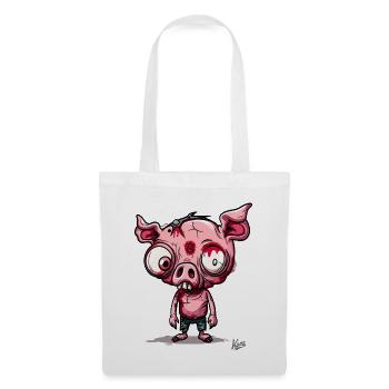 Petit cochon zombie effrayant - Sac en tissu - blanc - Devant