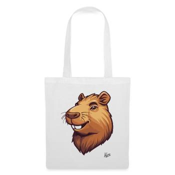 Le drôle et joli capybara - Sac en tissu - blanc - Devant