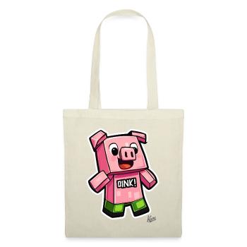 hier kommt das lustige oink Pixel-Schwein - Stoffbeutel - Natur - Vorne