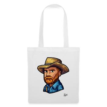Van Funny Gogh: Pixel Painter Vincent with Hat - Tote Bag - white - Front