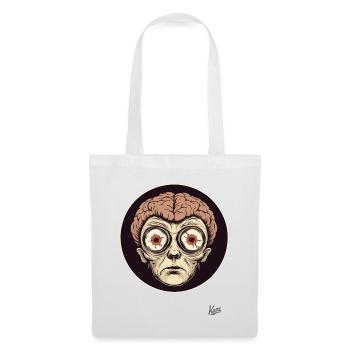 Portrait effrayant avec de grands yeux et un cerveau - Sac en tissu - blanc - Devant