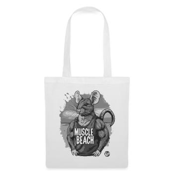 Retro Bodybuilder Muskel Strand Ratte - Stoffbeutel - Weiß - Vorne
