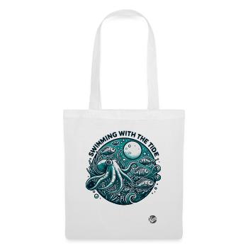 Moon and tide, swimming in the ocean with fish - Tote Bag - white - Front