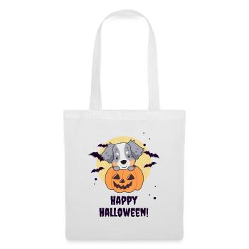 Australian Sheperd in Kürbis süß Happy Halloween - Stoffbeutel - Weiß - Vorne