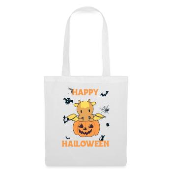 Dragon en citrouille Dragon mignon Joyeux Halloween - Sac en tissu - blanc - Devant