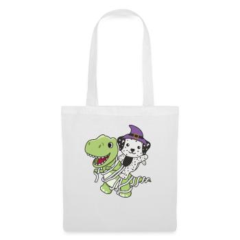 Dalmatian Happy Halloween T-Rex Mummy Costume - Tote Bag - white - Front