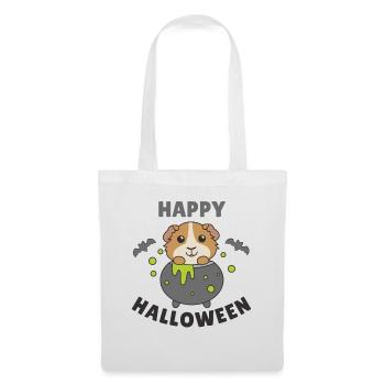 Cochon d’Inde Joyeux Chaudron de Sorcière d’Halloween - Sac en tissu - blanc - Devant