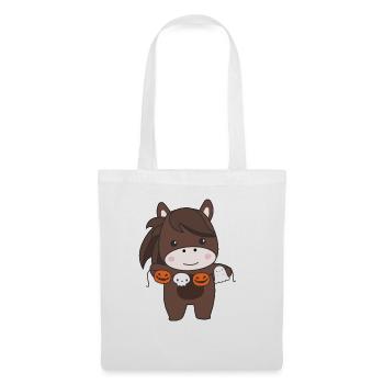 Cheval heureux Halloween citrouille chauve-souris costume - Sac en tissu - blanc - Devant