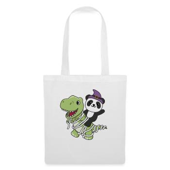 Panda Happy Halloween T-Rex Mummy Costume - Tote Bag - white - Front