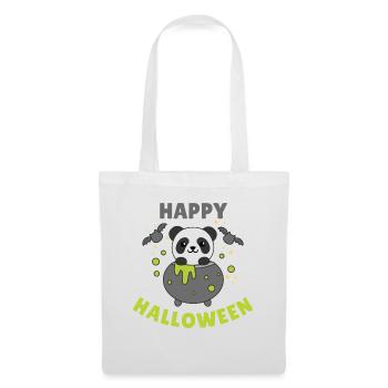Panda Joyeux Halloween Bâton de Chaudron de Sorcière - Sac en tissu - blanc - Devant