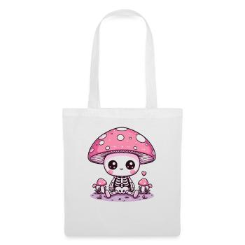 Squelette de champignon mignon Squelette effrayant Kawaii - Sac en tissu - blanc - Devant