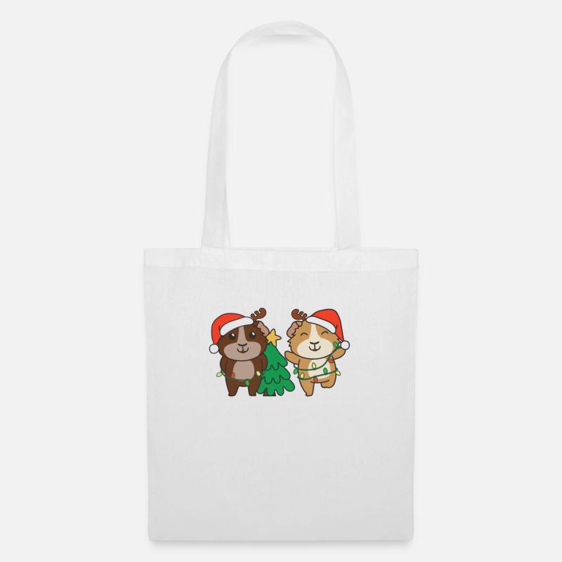 Cochon d’Inde Noël Animaux d’hiver - Sac en tissu - blanc