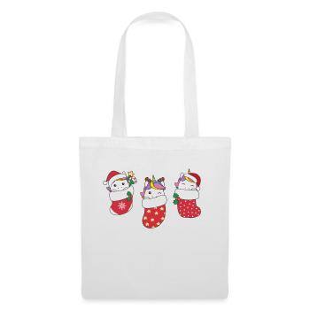 Mignons licornes en chaussettes de Noël pour Noël - Sac en tissu - blanc - Devant
