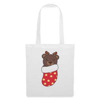 Ours mignons en chaussette de Noël pour ours de Noël - Sac en tissu - blanc - Devant